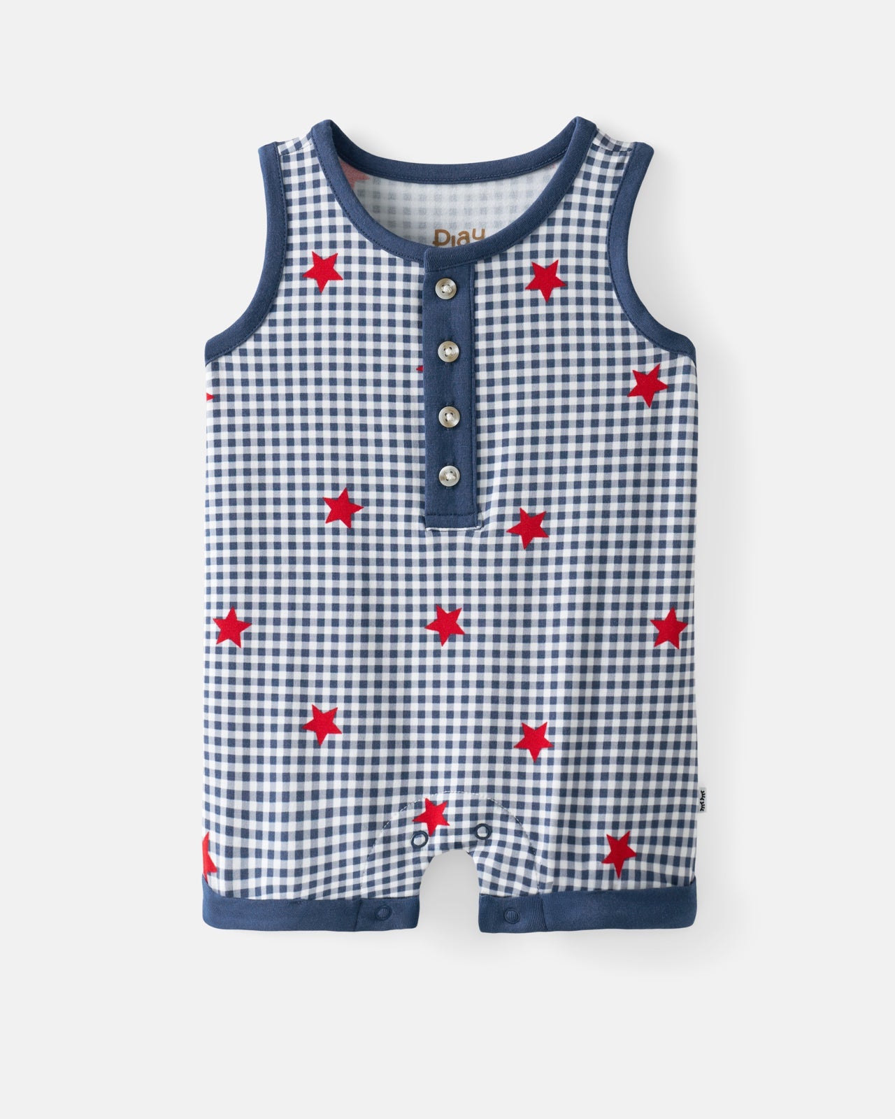 Blue Ribbon Gingham Henley Romper