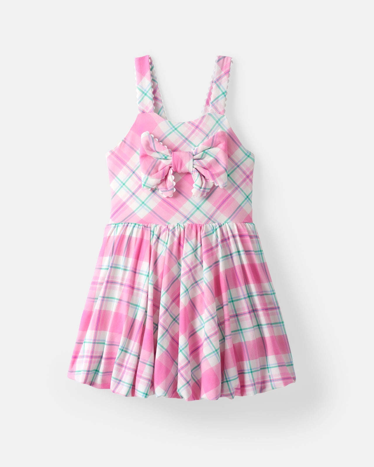 Springtime Plaid Bow Bubble Dress