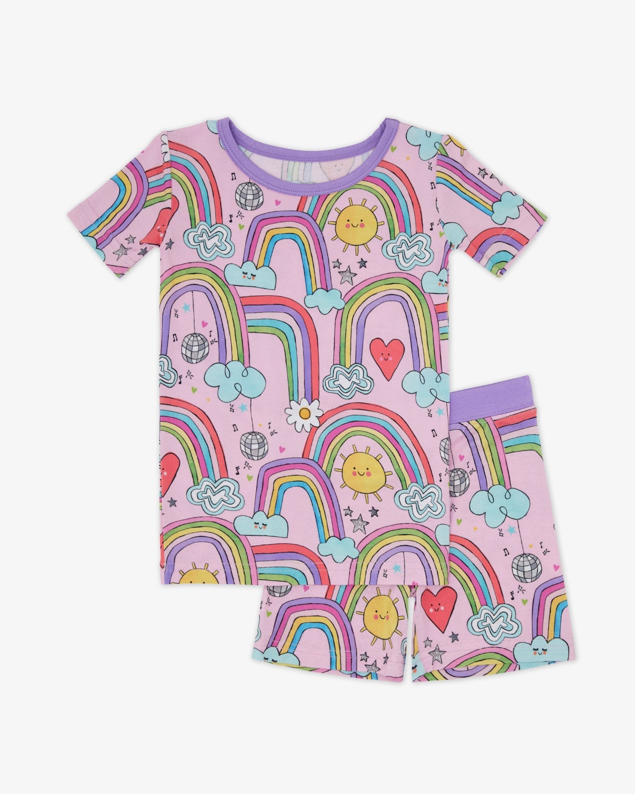 Disco Rainbows Two-Piece Short Sleeve & Shorts Pajama Set