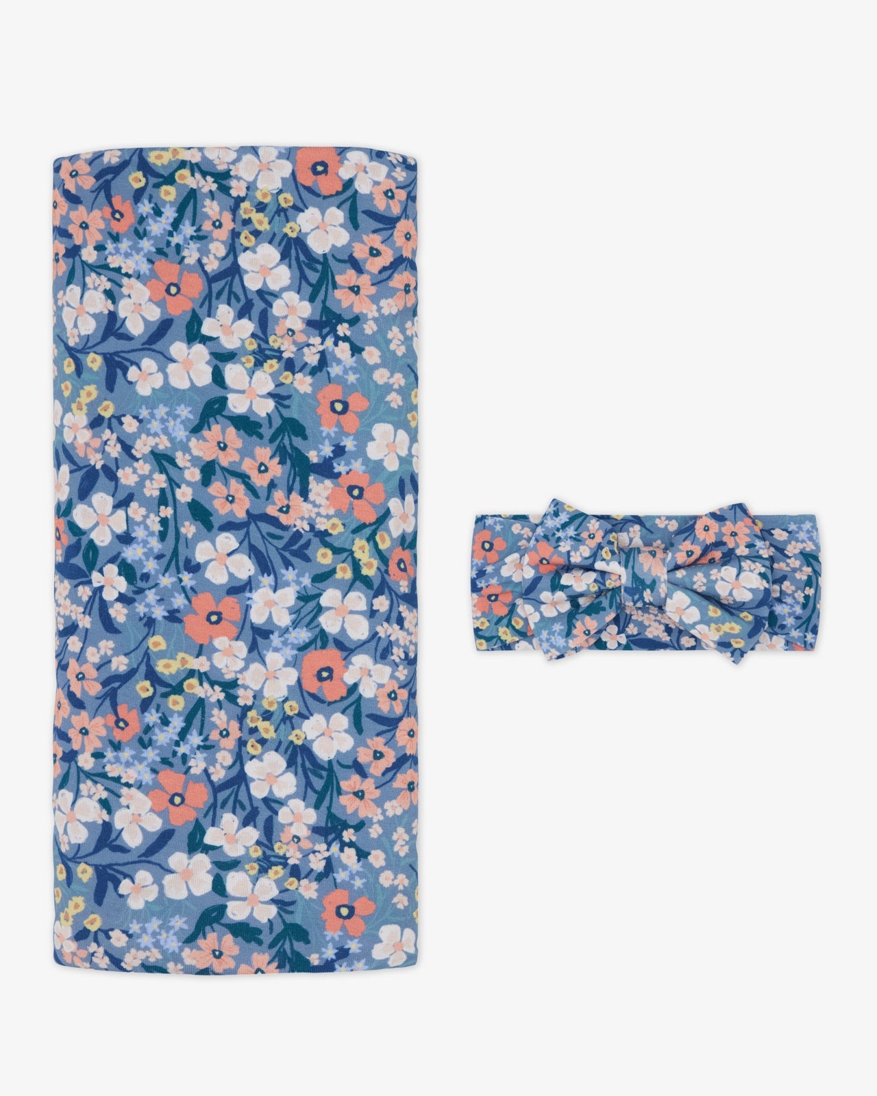 Petite Petals Swaddle & Luxe Bow Headband Set