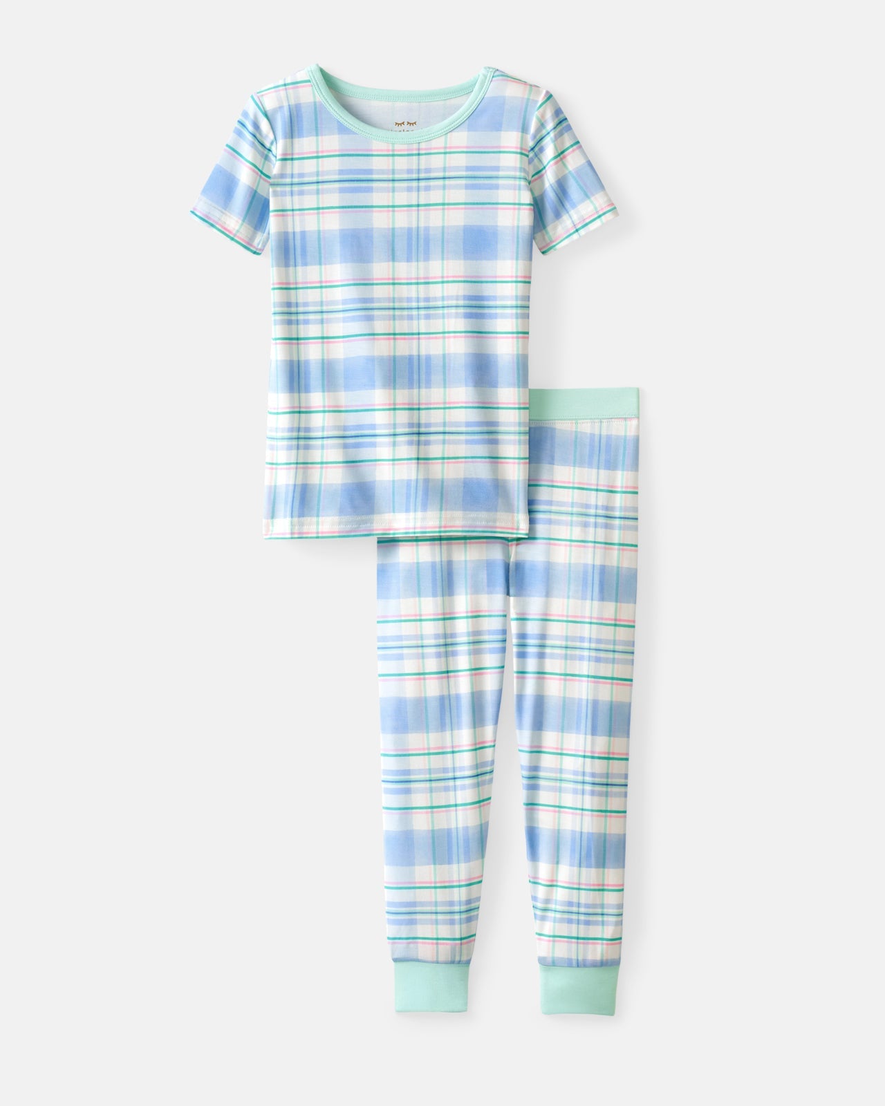 Springtime Plaid Two-Piece Short Sleeve Pajama Set