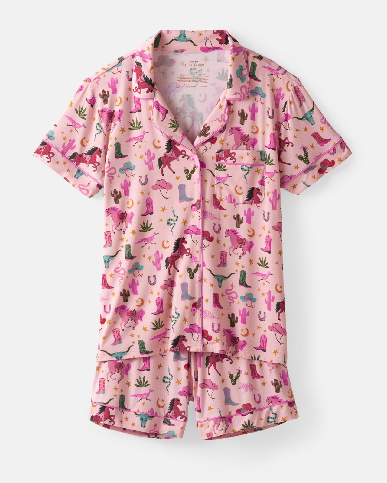 Pink Rancher Roundup Women's Short Sleeve & Shorts Pajama Set