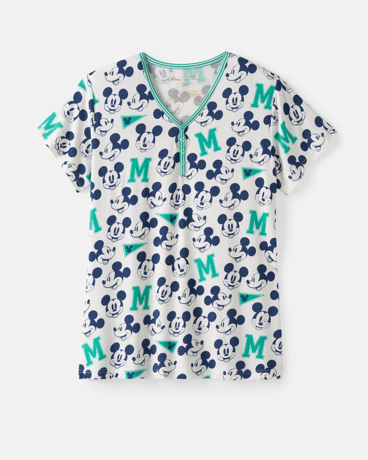 Disney Varsity Mickey Mouse Women's Short Sleeve Pajama Top