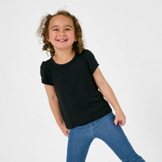 Black Puff Sleeve Tee