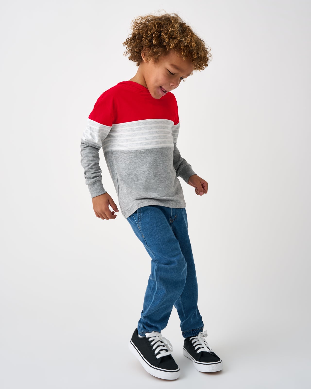Candy Red Colorblock Hooded Tee