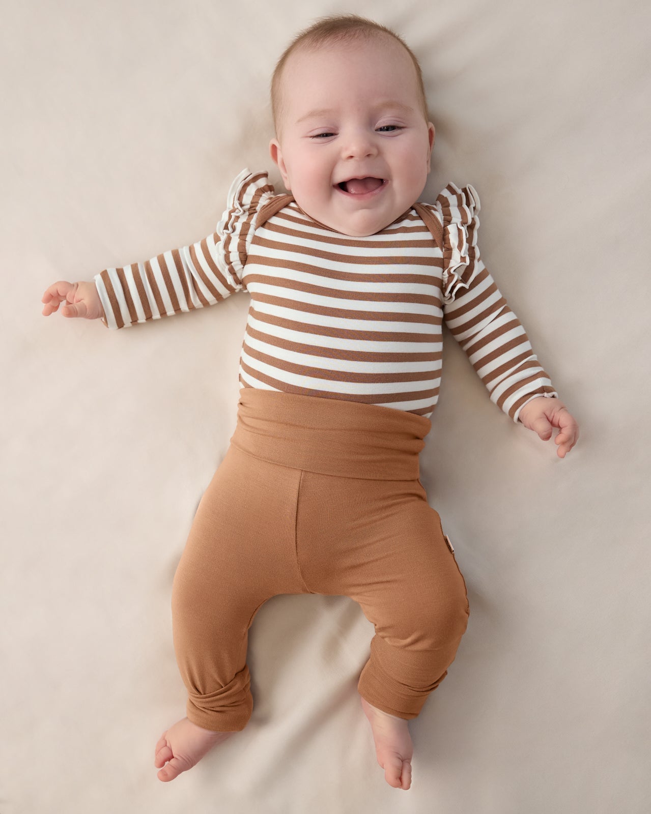 Chestnut Brown Stripe Flutter Bodysuit