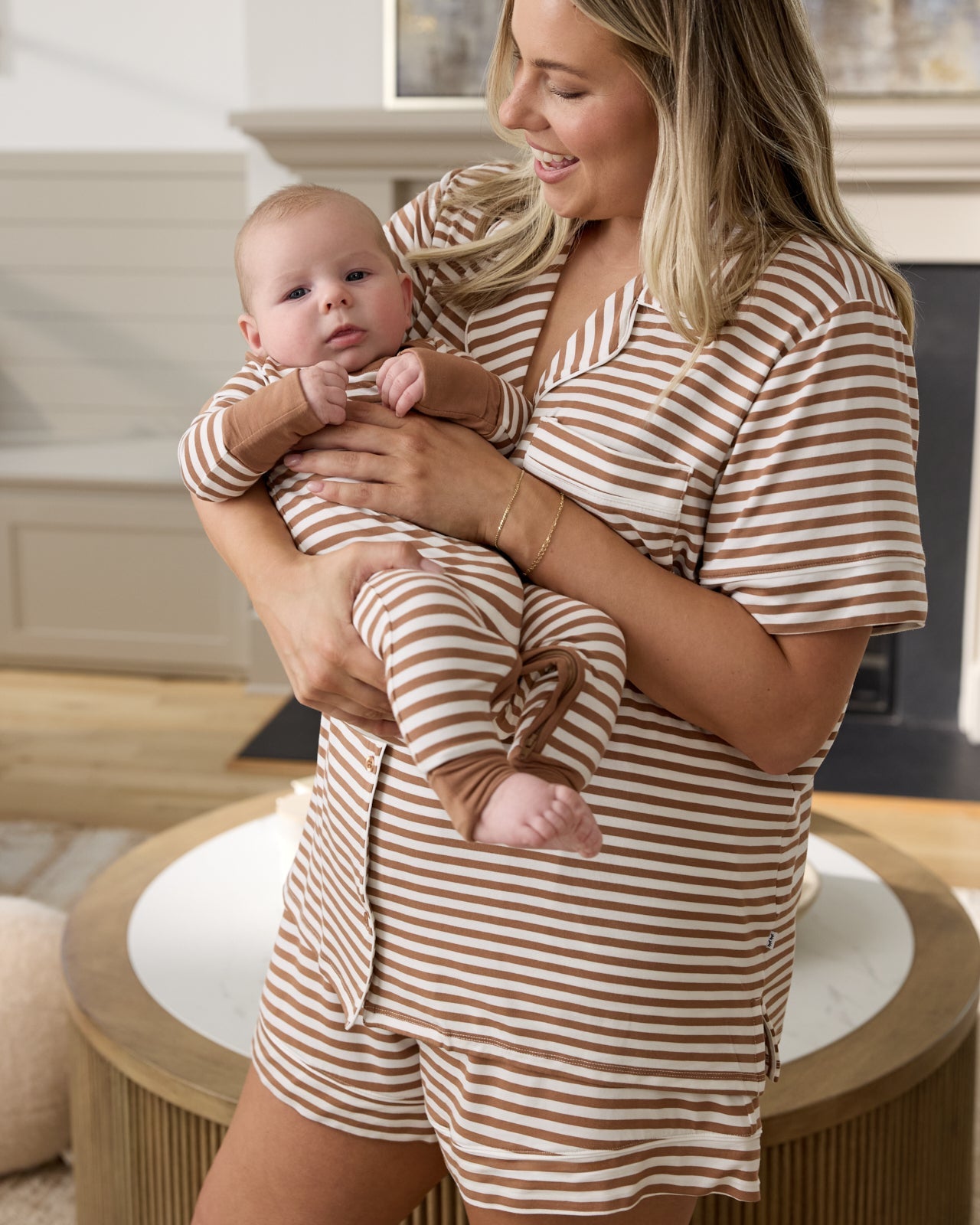 Chestnut Brown Stripe Women's Pajama Set