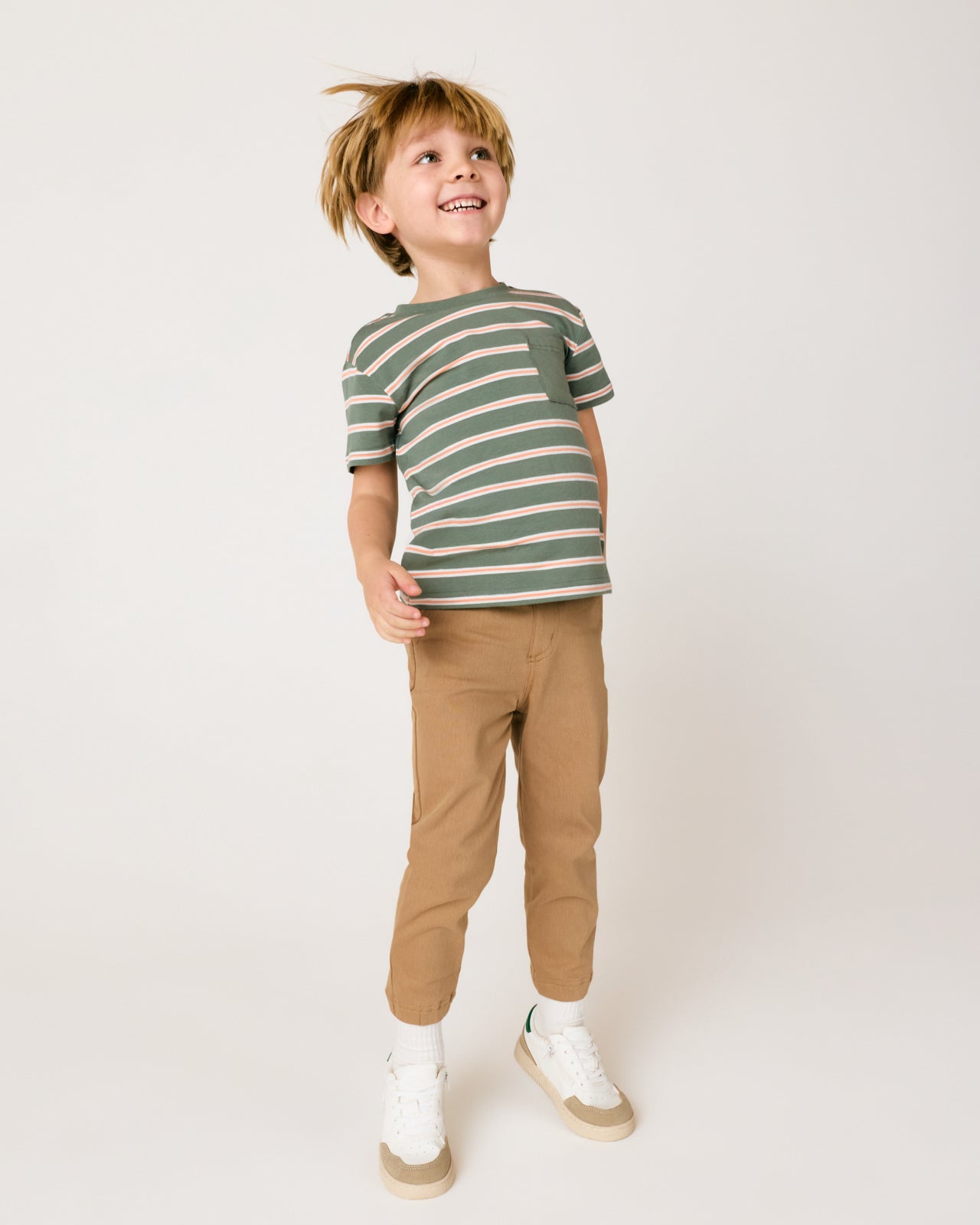 Moss Stripe Relaxed Pocket Tee