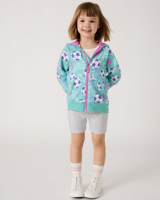 Aqua Soccer Stars Zip Hoodie