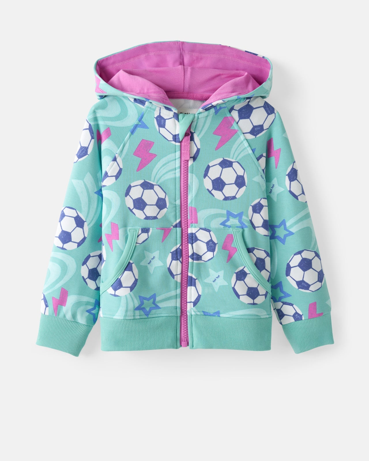 Aqua Soccer Stars Zip Hoodie