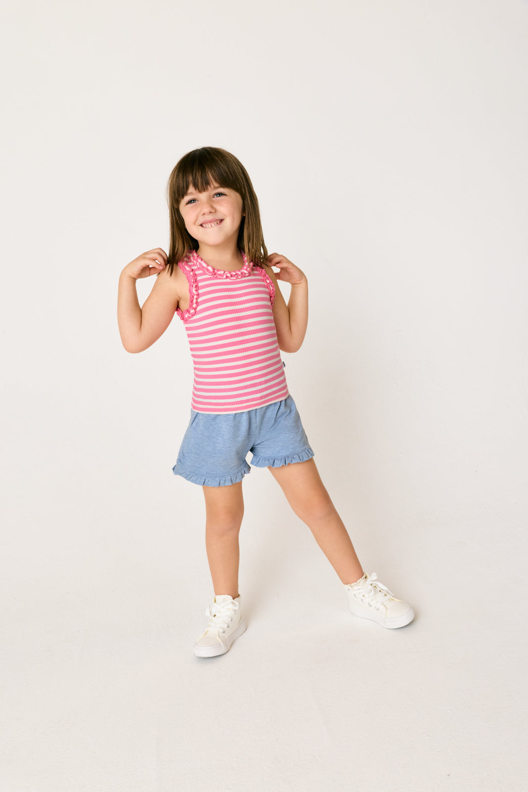 Heather Blue Ruffle Shorts