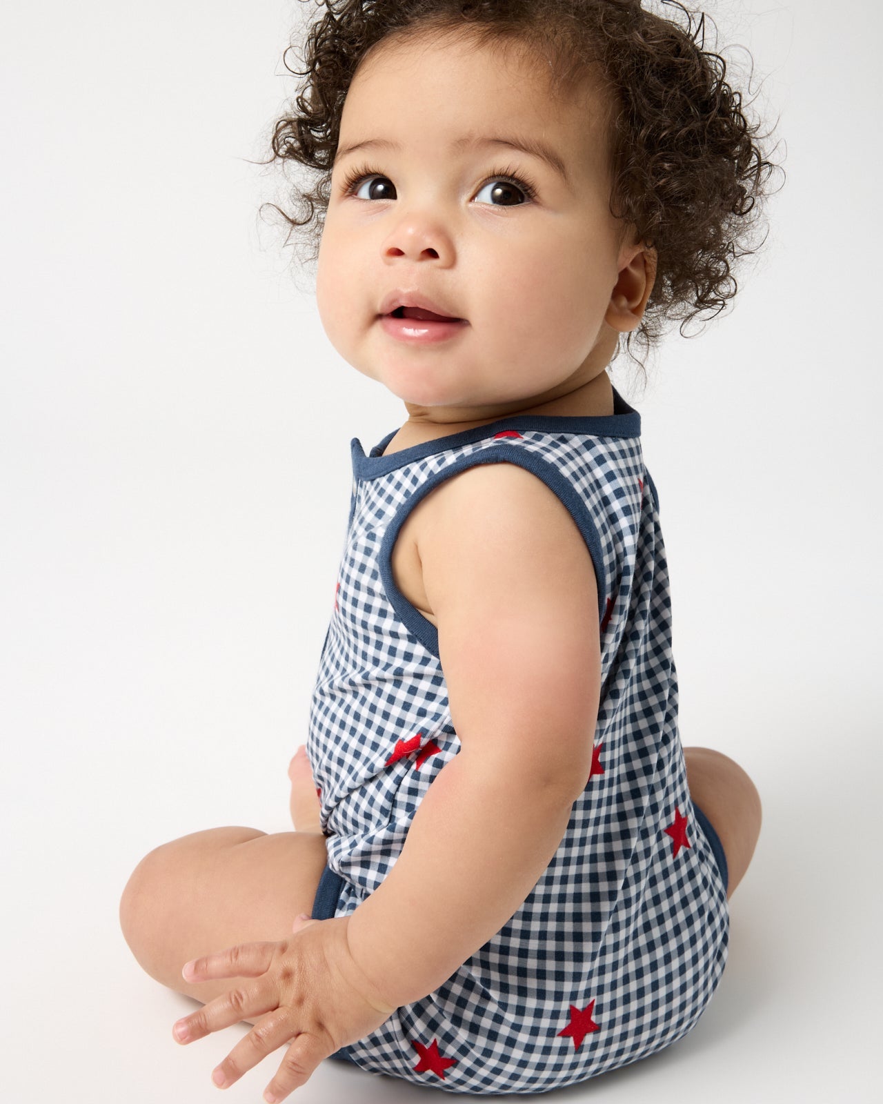 Blue Ribbon Gingham Henley Romper