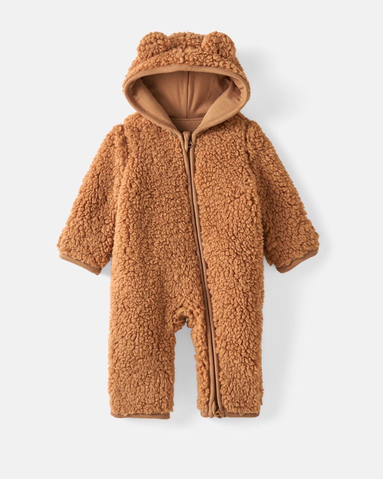 Chestnut Brown Sherpa Baby Romper