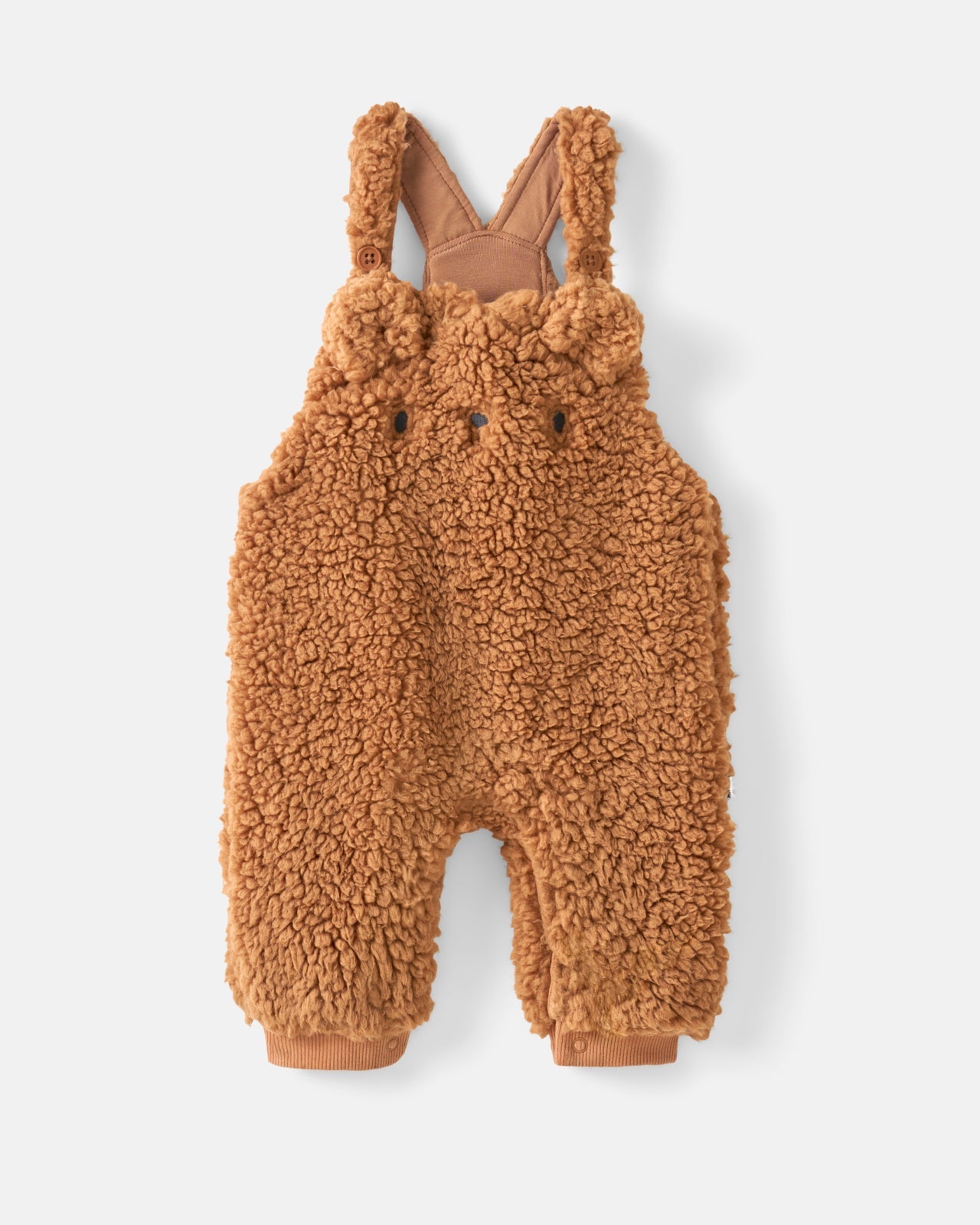 Chestnut Brown Sherpa Baby Overall Romper