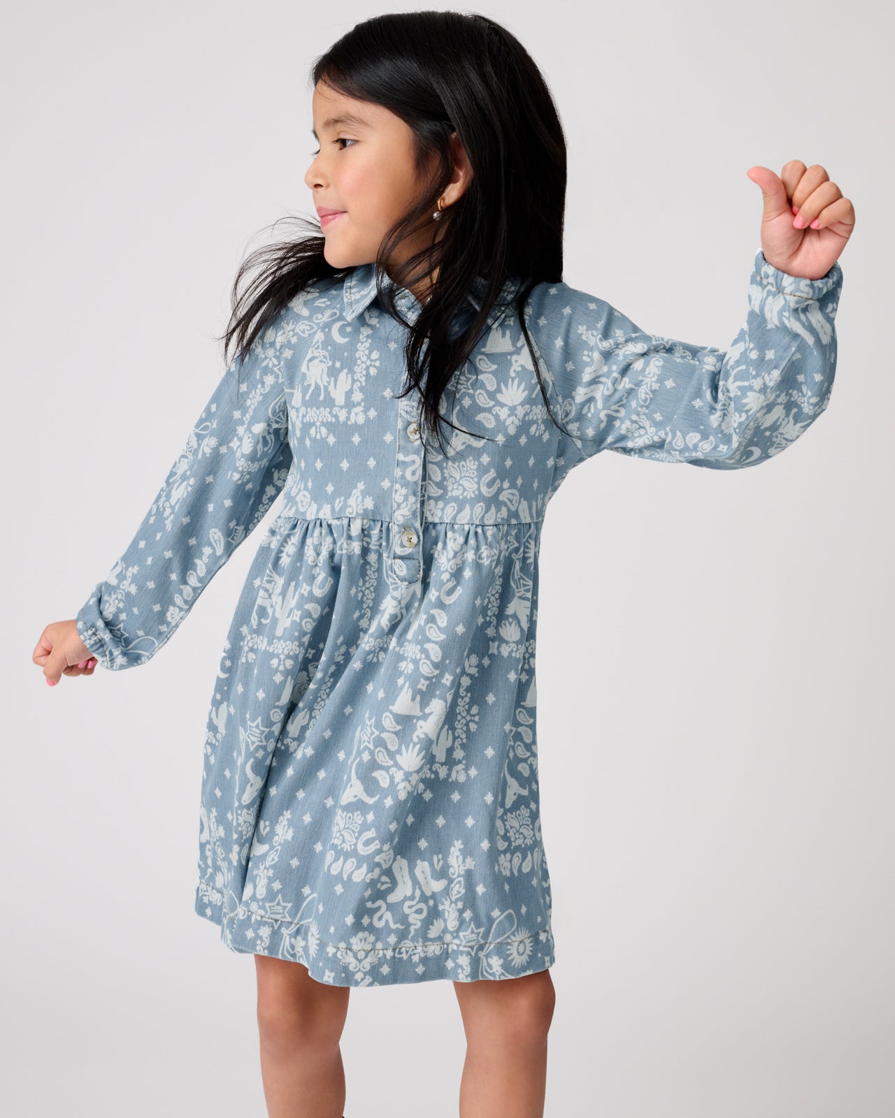 Bandana Blues Denim Shirt Dress