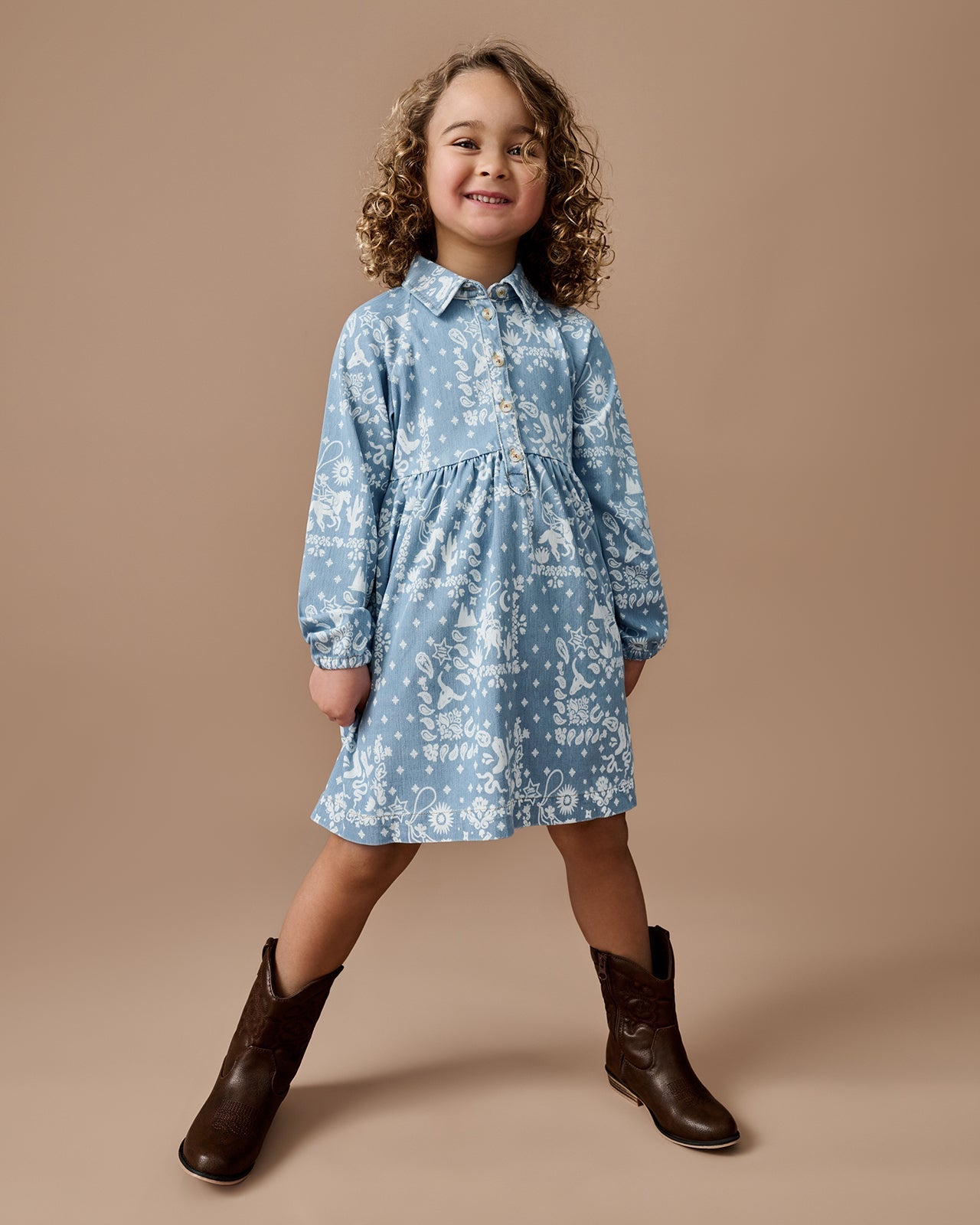 Bandana Blues Denim Shirt Dress