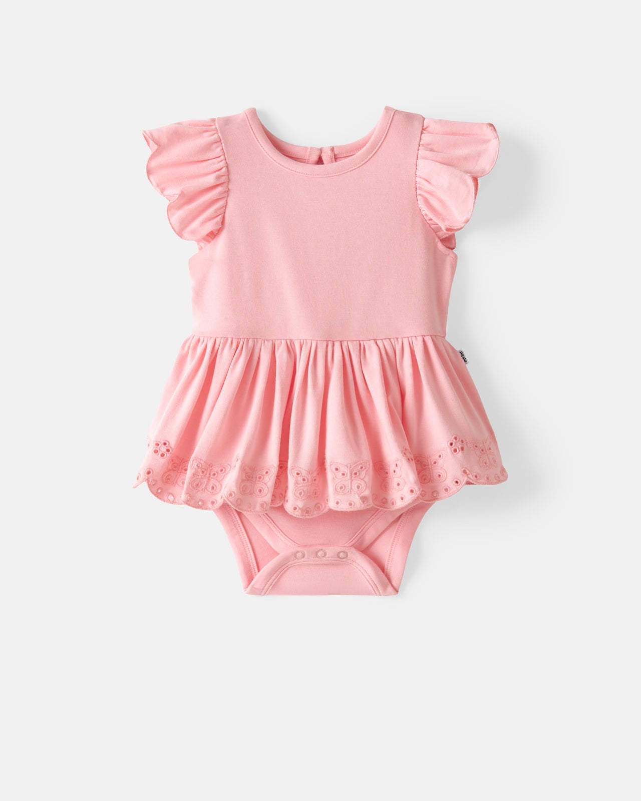 Soft Coral Puff Sleeve Eyelet Bodysuit
