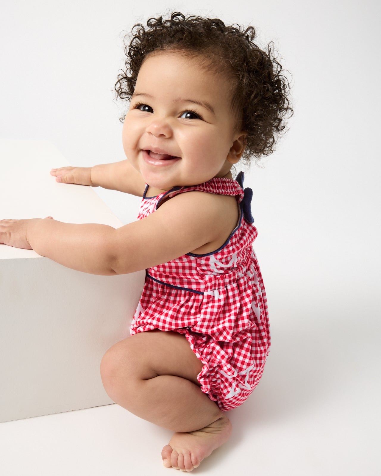 Celebration Gingham Bow Back Bubble Romper