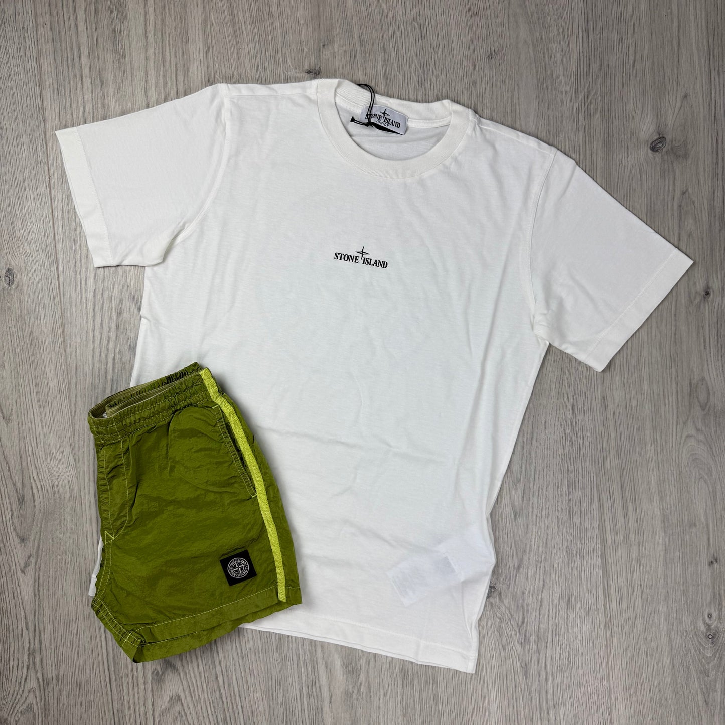 Stone Island Junior Holiday Set - White/Lime