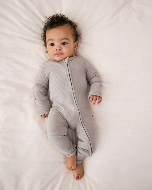 Dove Gray Ribbed Zippy