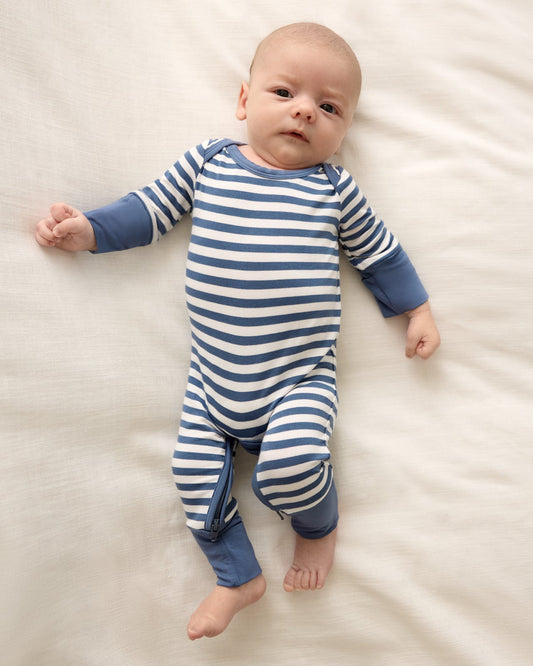 Hazy Blue Stripe Crescent Zippy