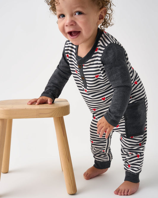 Heartstrings Stripe Henley Romper
