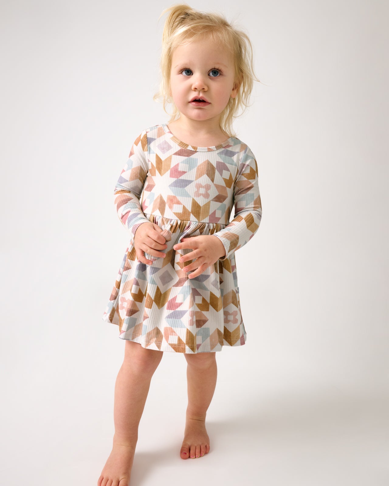 Kaleidoscope Dreams Ribbed Skater Dress with Bodysuit