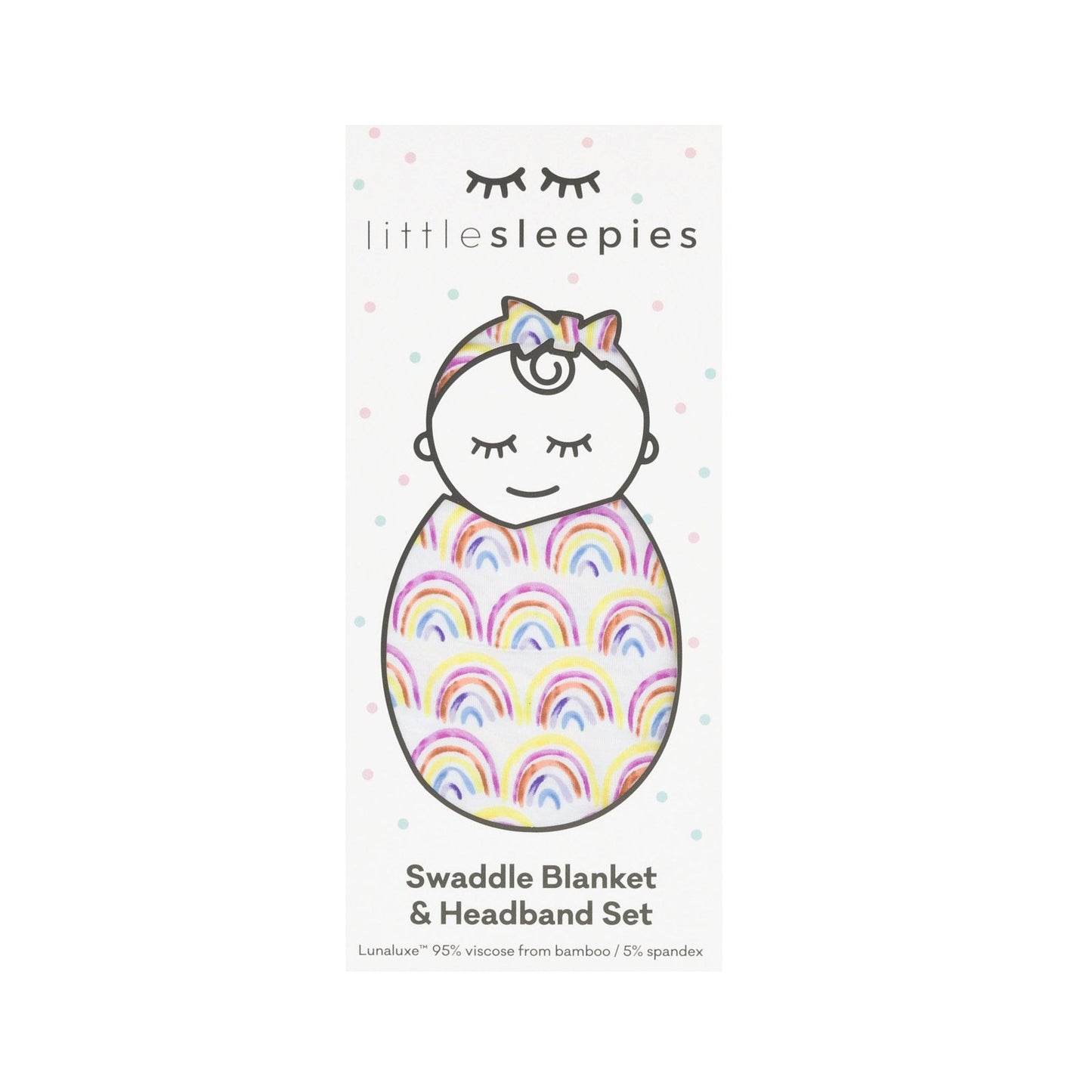 Pastel Rainbows Swaddle & Luxe Bow Headband Set