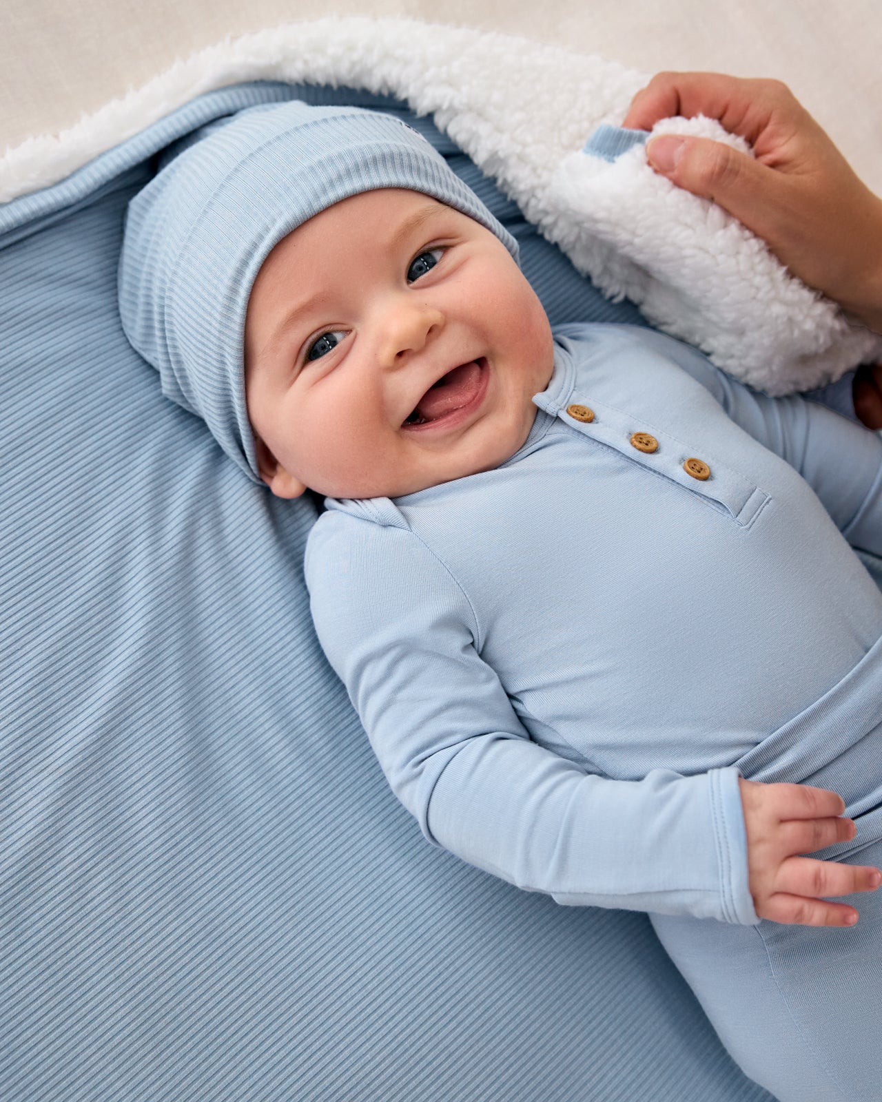 Light Fog Ribbed Infant Beanie