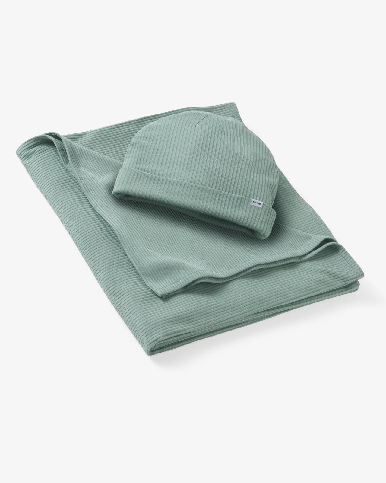 Willow Ribbed Swaddle & Infant Beanie Set
