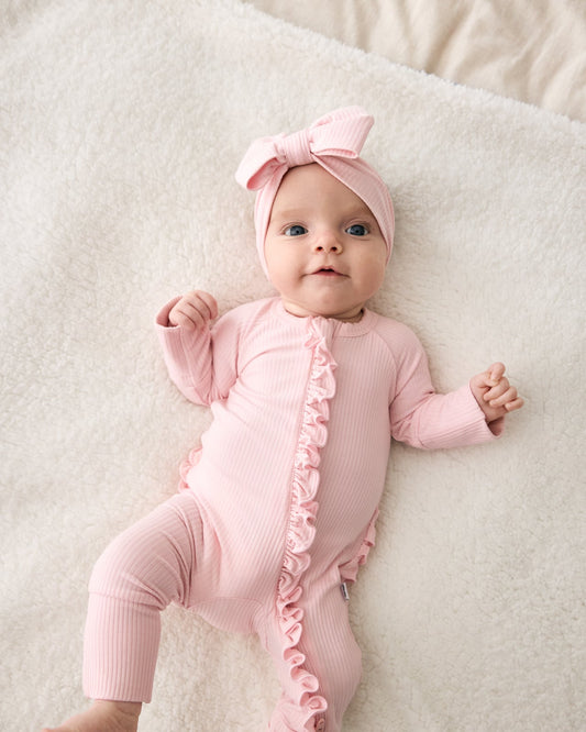 Prima Pink Ribbed Ruffle Zippy