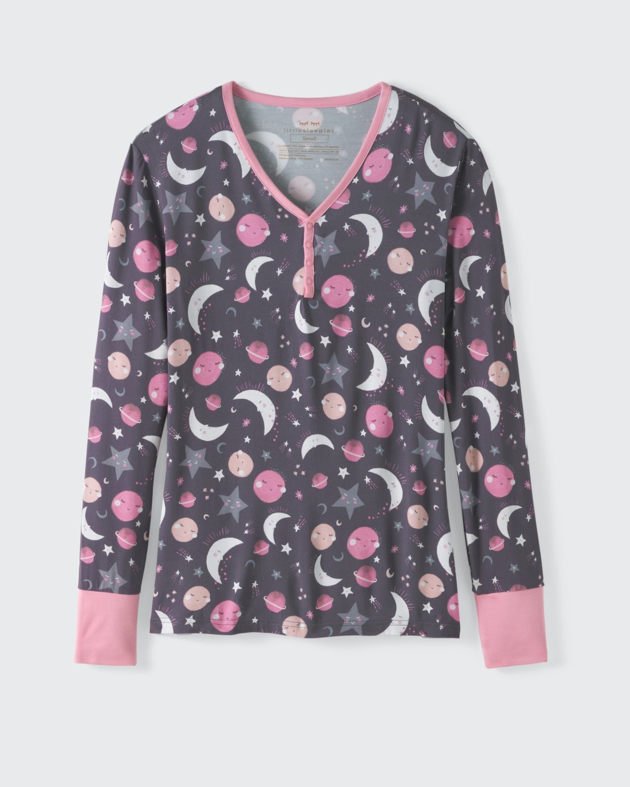 Pink To the Moon & Back Women's Bamboo Viscose Pajama Top