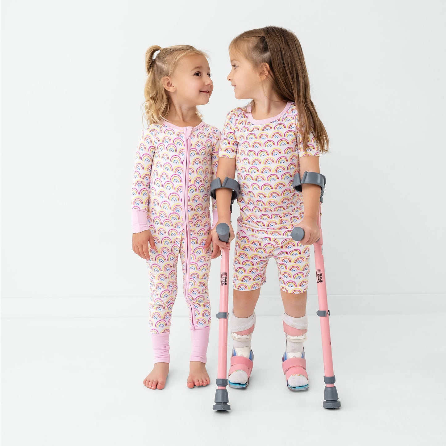 Pastel Rainbows Two-Piece Short Sleeve & Shorts Pajama Set