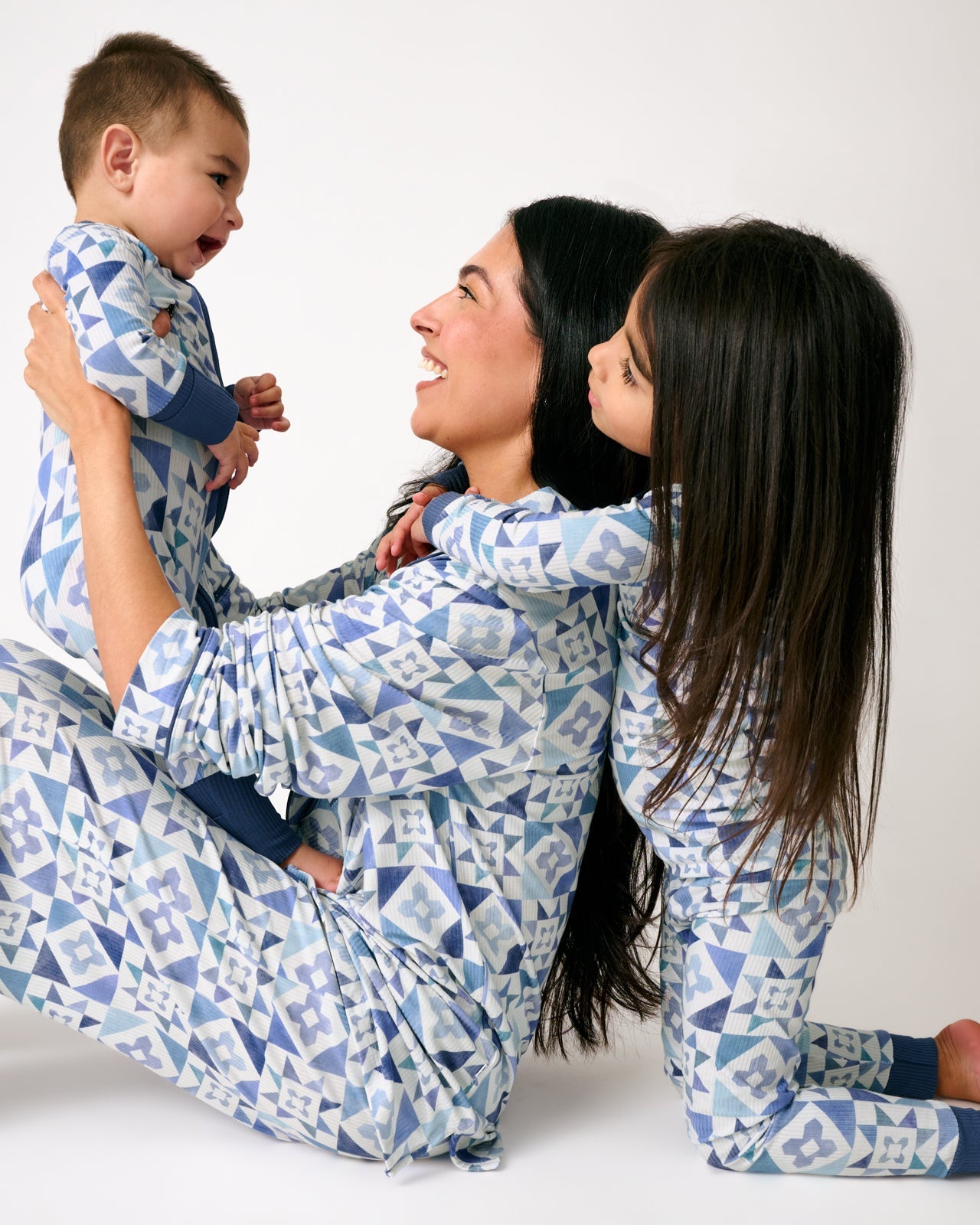 Patchwork Indigo Women's Ribbed Pajama Set