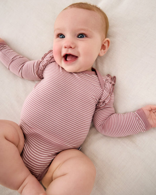 Rosewood Stripe Flutter Bodysuit
