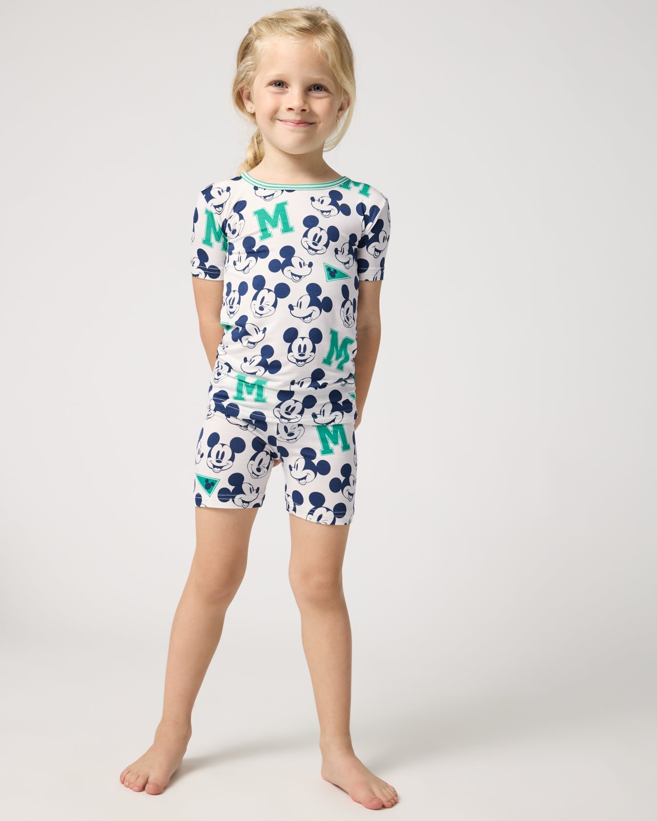 Disney Varsity Mickey Mouse Two-Piece Short Sleeve & Shorts Pajama Set