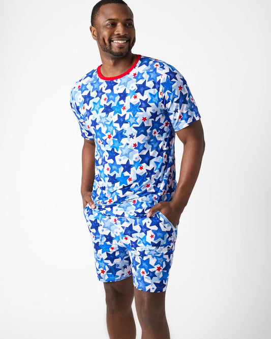 Starry Splash Men's Short Sleeve Pajama Top