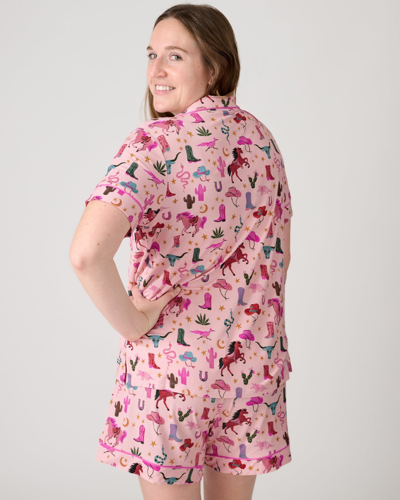 Pink Rancher Roundup Women's Short Sleeve & Shorts Pajama Set