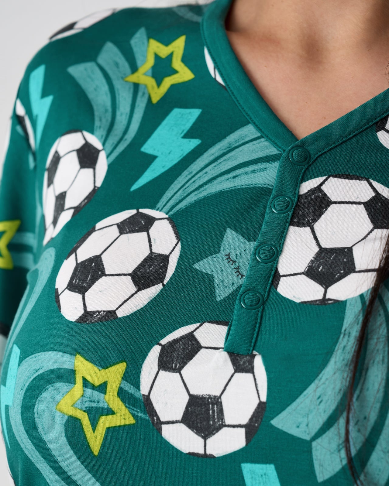 Soccer Stars Women's Short Sleeve Pajama Top