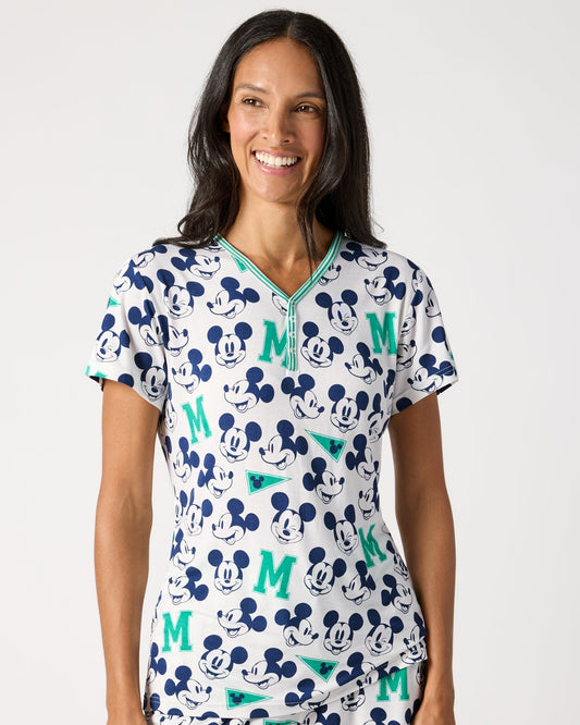 Disney Varsity Mickey Mouse Women's Short Sleeve Pajama Top