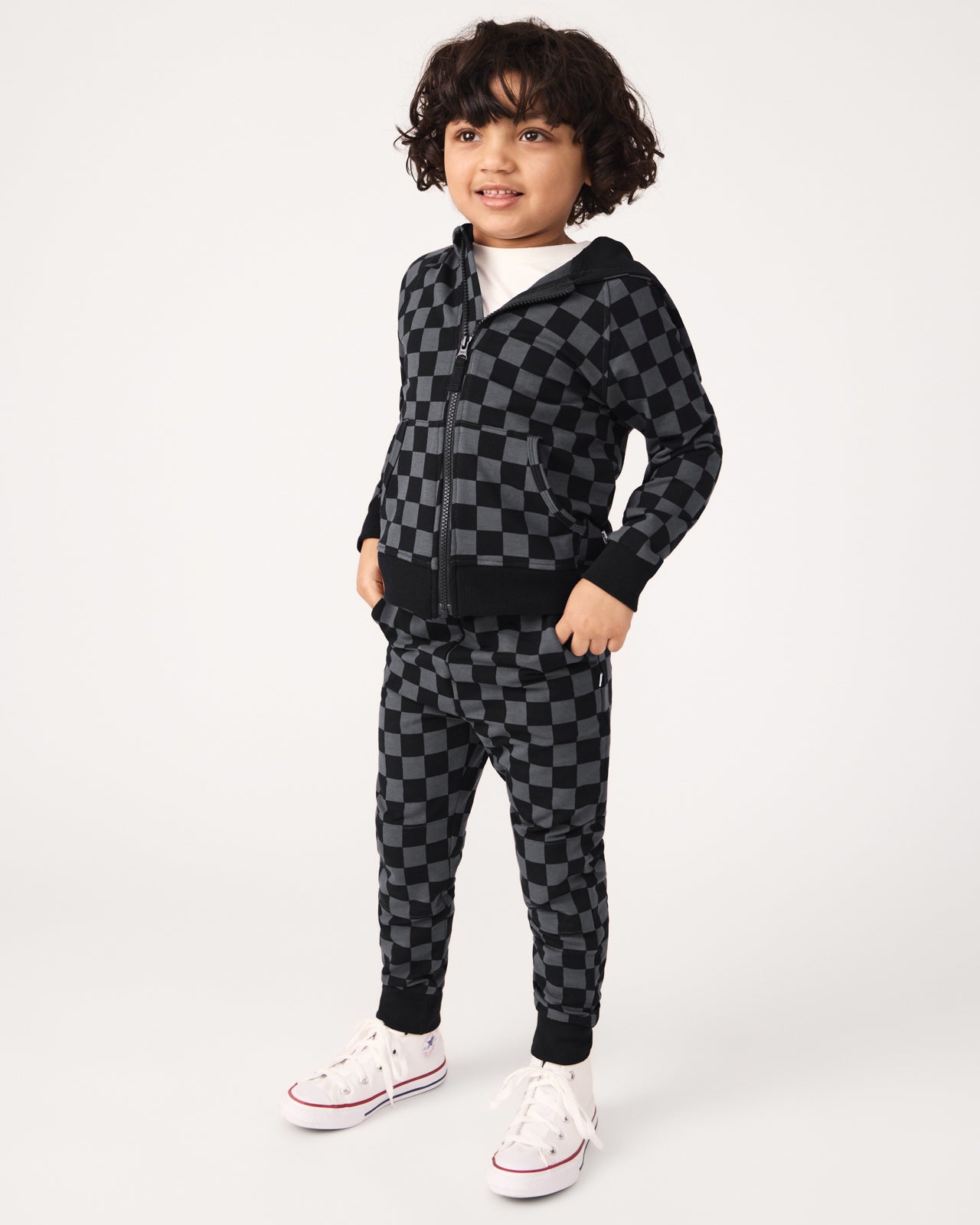 Monochrome Checks Zip Hoodie