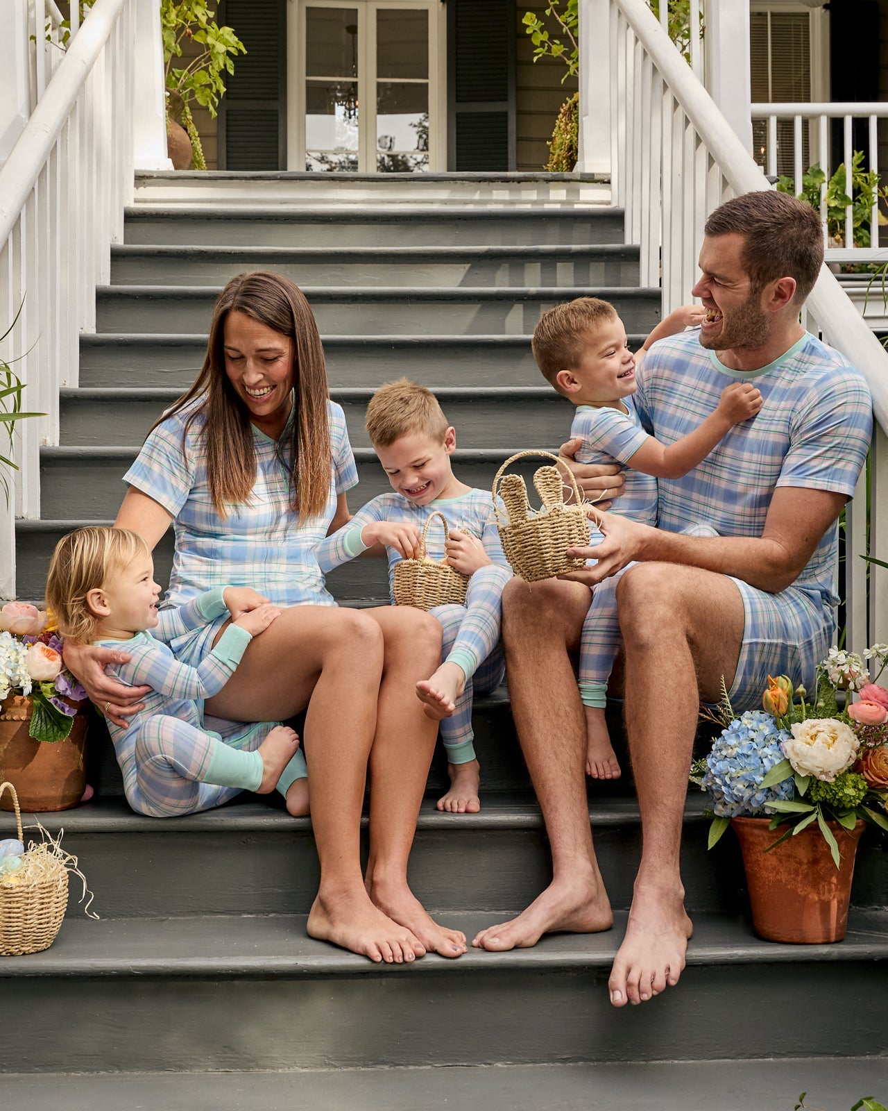 Springtime Plaid Women's Short Sleeve Pajama Top