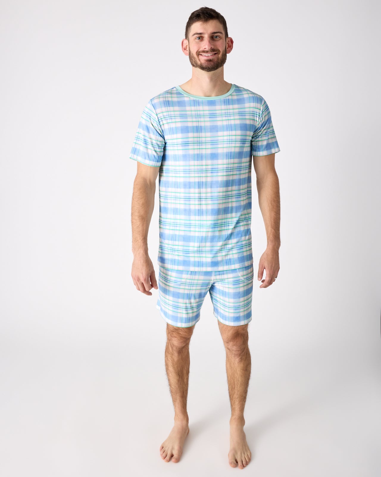Springtime Plaid Men's Short Sleeve Pajama Top