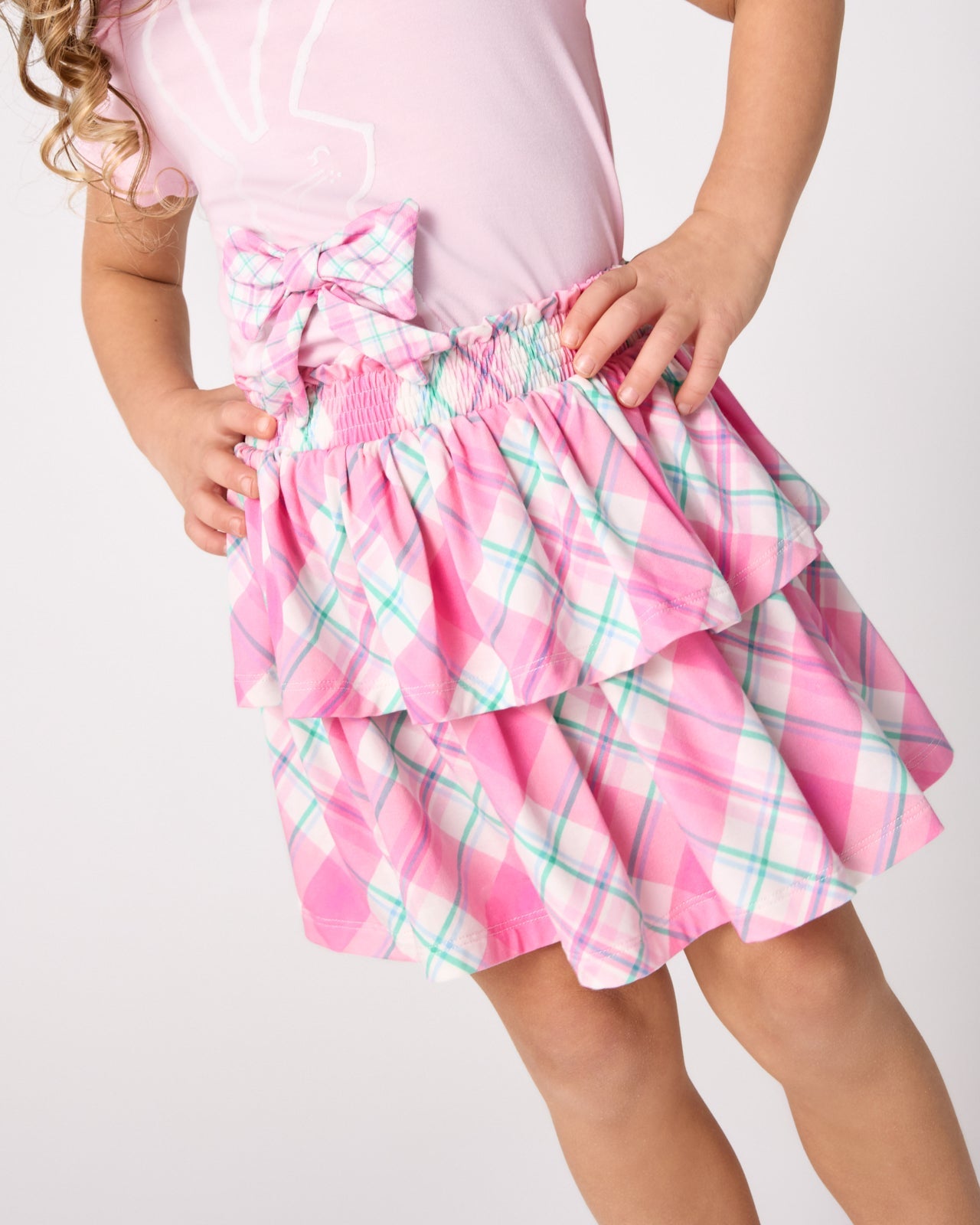 Springtime Plaid Tiered Skort