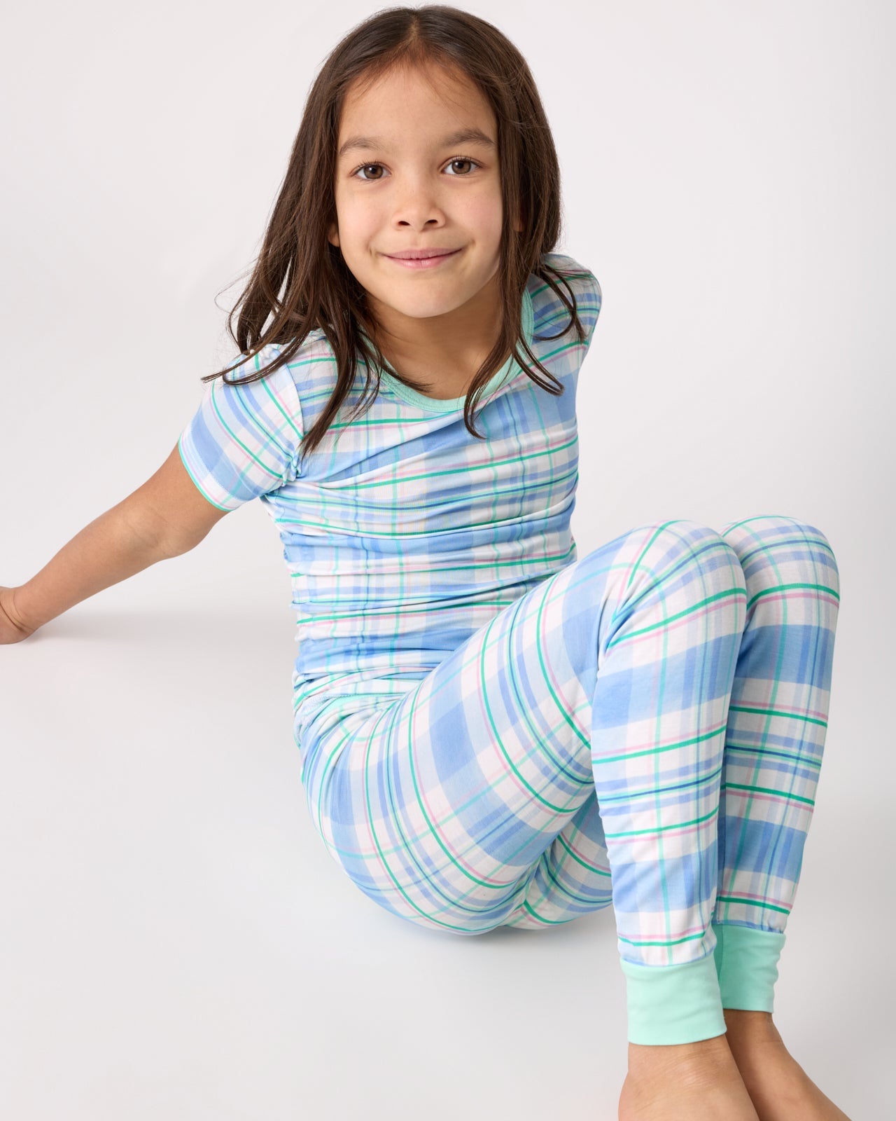 Springtime Plaid Two-Piece Short Sleeve Pajama Set
