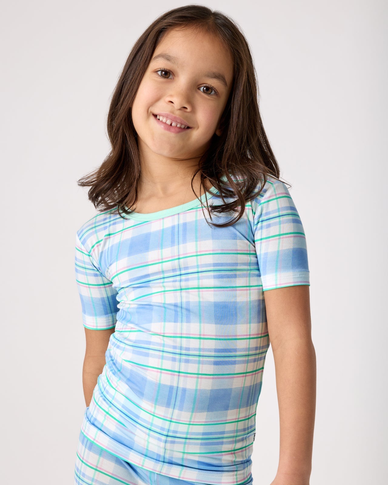 Springtime Plaid Two-Piece Short Sleeve Pajama Set