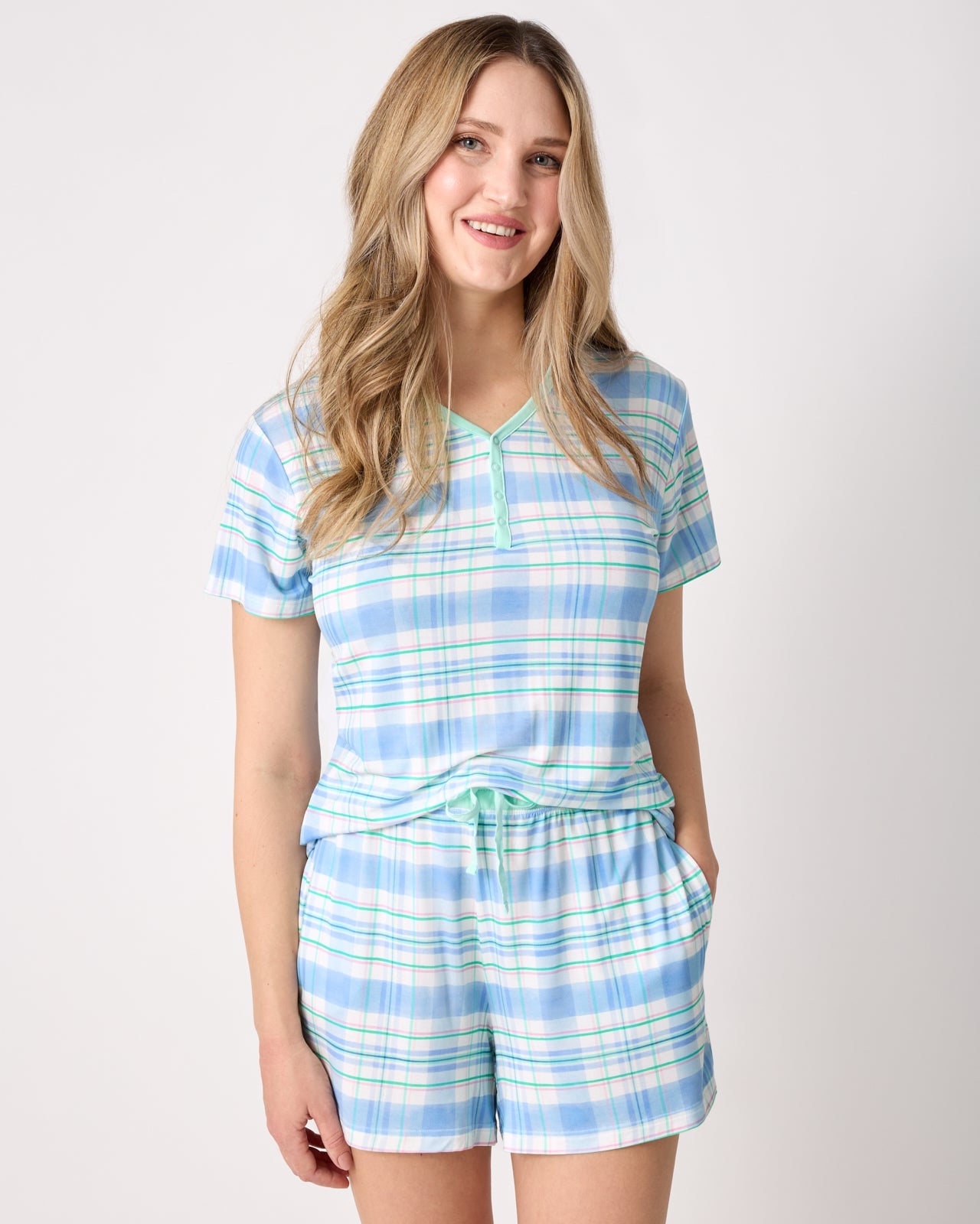 Springtime Plaid Women's Pajama Shorts