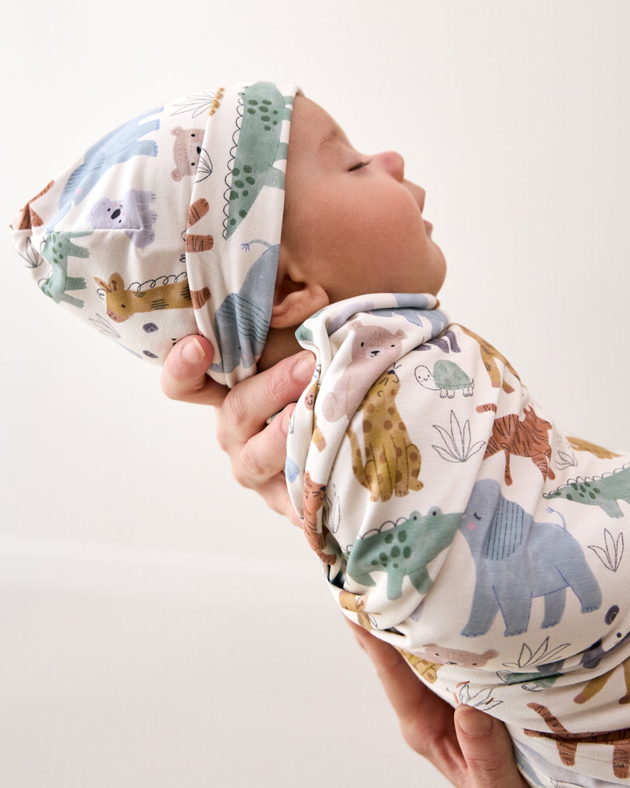 Sweet Safari Swaddle & Infant Beanie Set