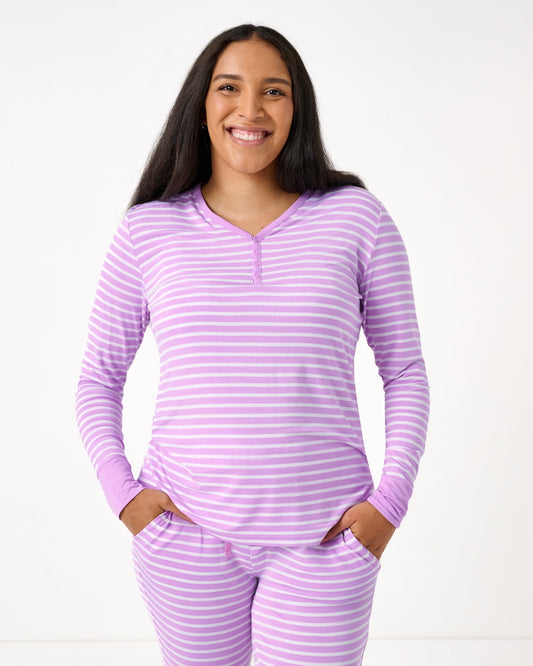 Sweet Orchid Stripe Women's Long Sleeve Pajama Top
