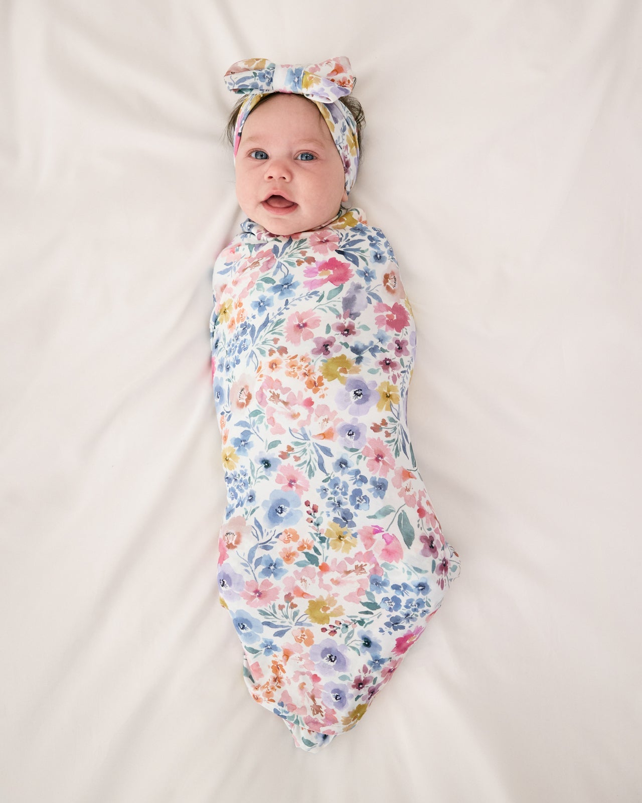 Tiny Blooms Swaddle & Luxe Bow Headband Set